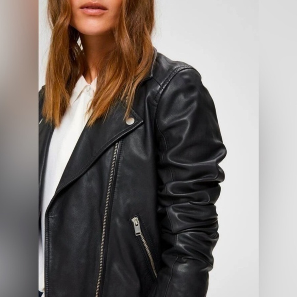 Carmar 100% genuine leather moto jacket black silver hardware size 36